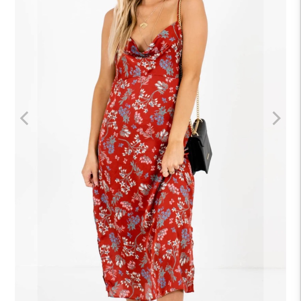 Forever 21 Draped Collar Floral Midi Sleeveless Dress Size Small - Picture 3 of 17